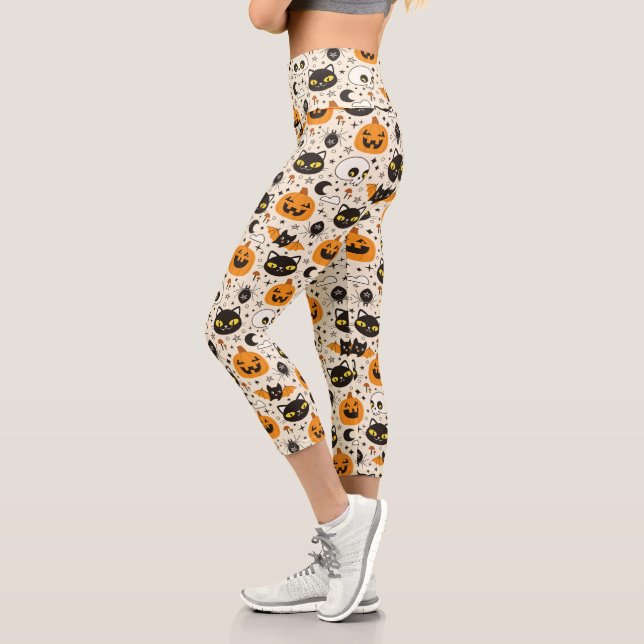 Leggings Capri Motif d'Halloween rétro (Gauche)