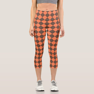 Leggings Capri Motif diamant à carreaux marron corail