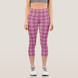 Leggings Capri Motif diamant à carreaux rose violet