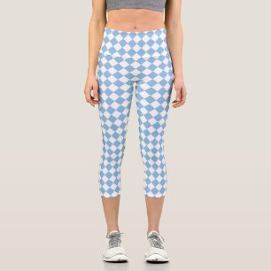 Leggings Capri Motif diamant bleu blanc Checker