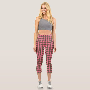 Leggings Capri Motif diamant de Checker Brown rose