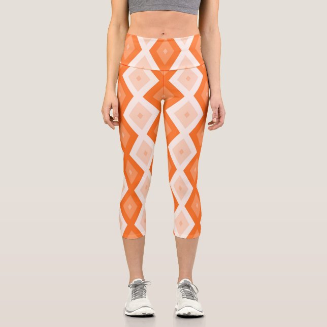 Leggings Capri Motif diamant orange (Recto)
