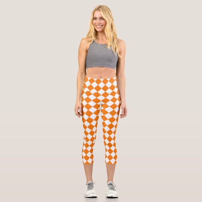 Leggings Capri Motif diamant Orange White Checker (Recto)