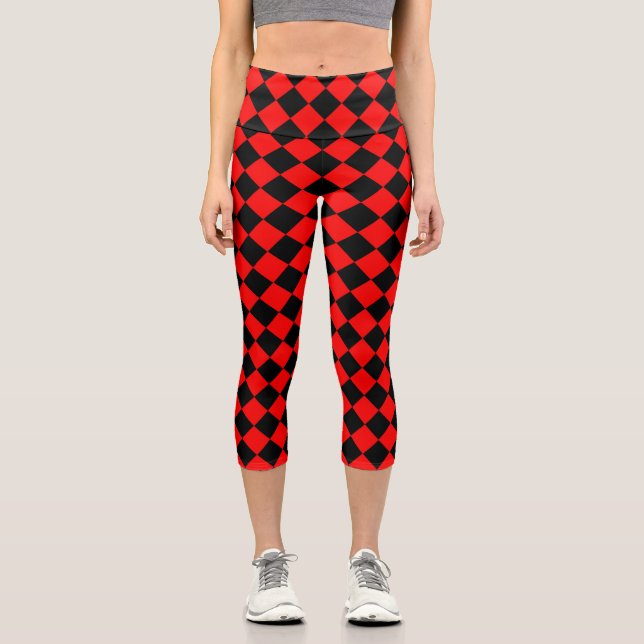 Leggings Capri Motif diamant Red Black Checker (Recto)