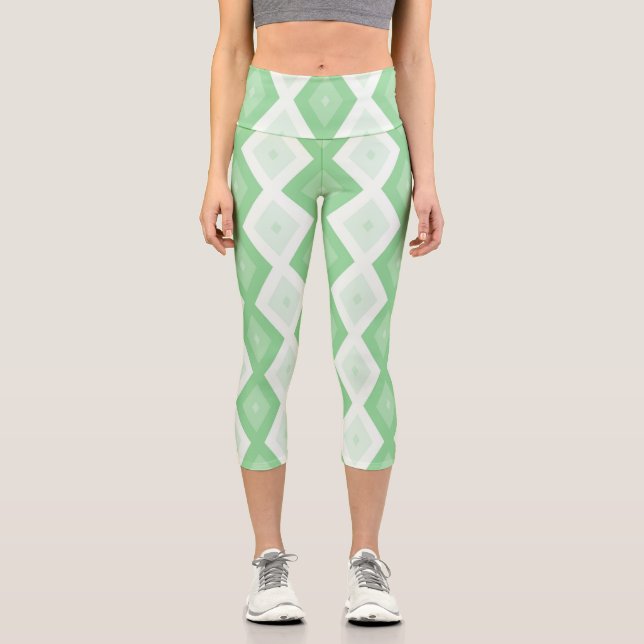 Leggings Capri Motif diamant vert pomme (Recto)