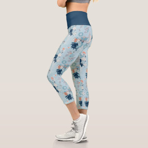 Leggings Capri Motif d'oiseaux de style japonais