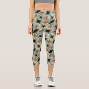 Leggings Capri Motif du centre de fleurs rose Peony