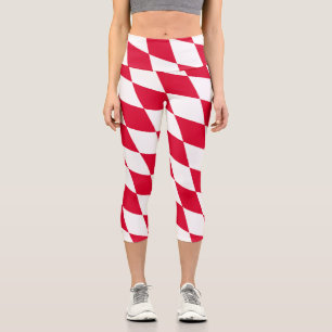 Leggings Capri Motif du drapeau diamant de Bavière rouge et blanc