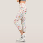 Leggings Capri Motif du jardin de fleurs Pastel<br><div class="desc">Découvrez ce design à motif floral aquarelle.</div>