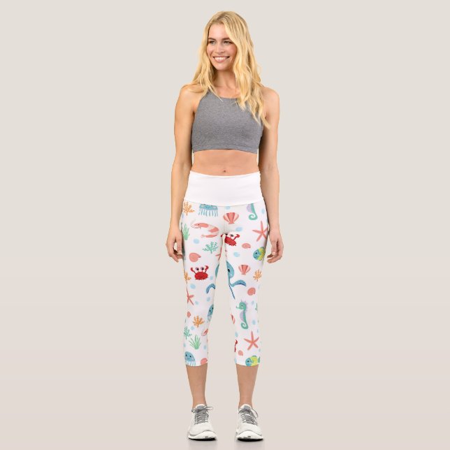 Leggings Capri Motif du monde marin (Recto)