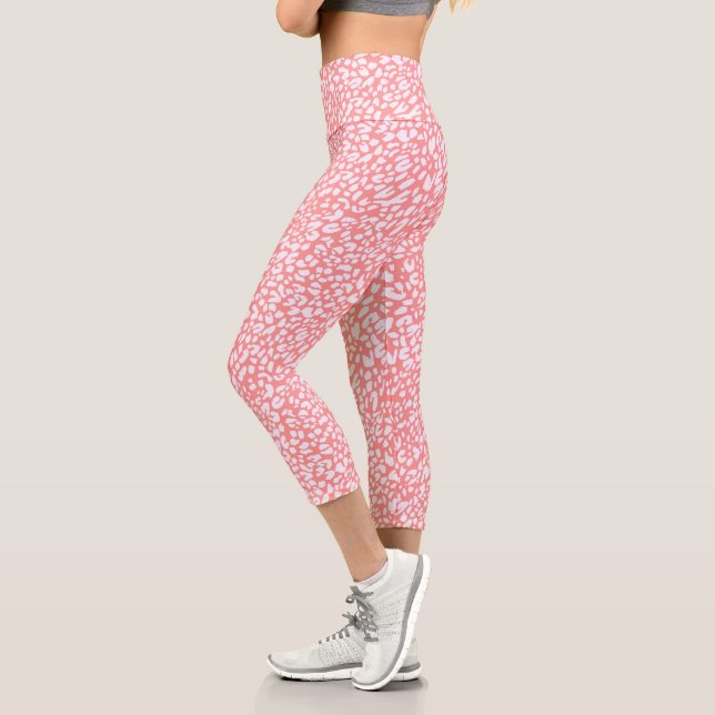 Leggings Capri Motif Empreinte de léopard corail (Gauche)