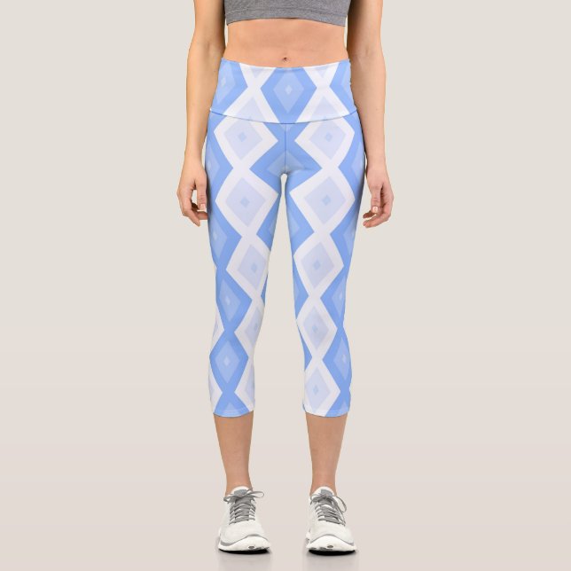 Leggings Capri Motif en diamant bleu pâle (Recto)