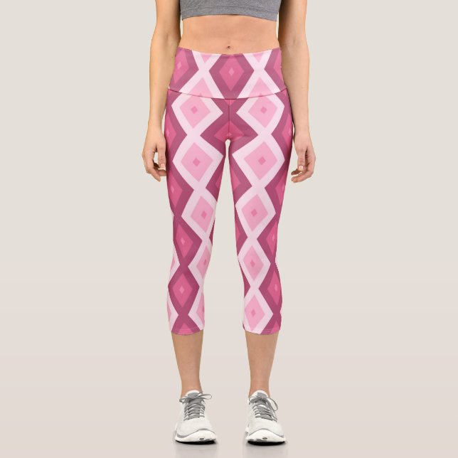 Leggings Capri Motif en diamant rose (Recto)