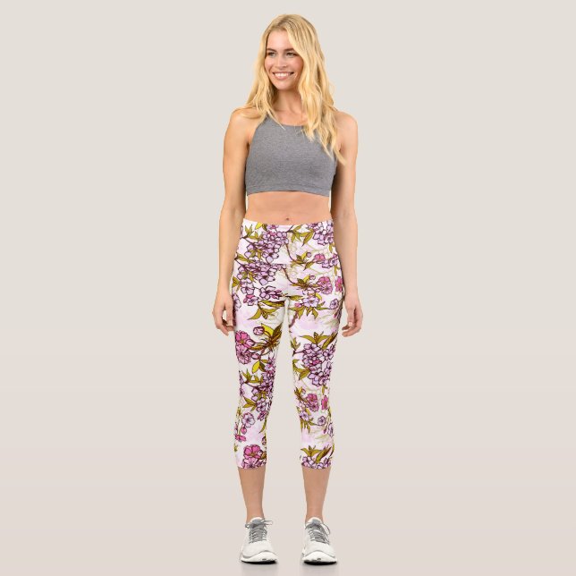 Leggings Capri Motif en fleurs de cerisiers (Recto)