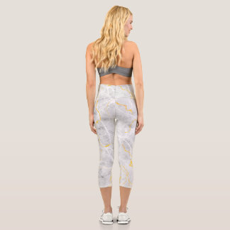 Leggings Capri Motif en marbre gris foncé