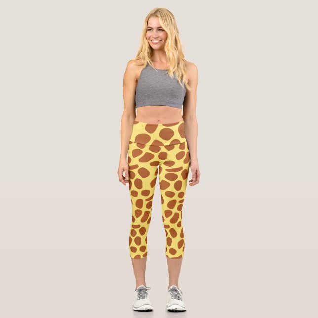 Leggings Capri Motif en peau de girafe jaune mou (Recto)