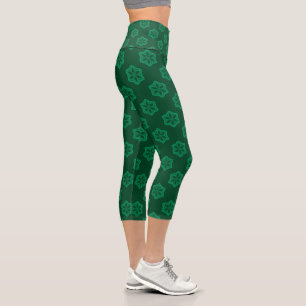 Leggings Capri Motif étoile Green Snowflake