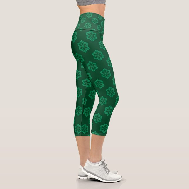 Leggings Capri Motif étoile Green Snowflake (Droite)