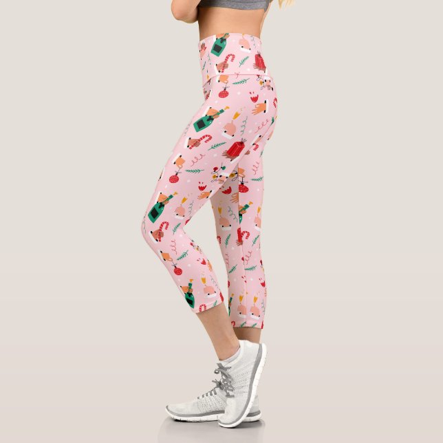 Leggings Capri Motif Festif des Mains de Vacances (Gauche)