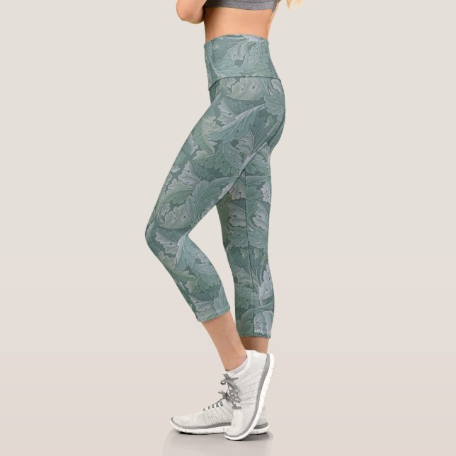 Leggings Capri Motif feuille d'acanthe bleu sarcelle de William M (Gauche)