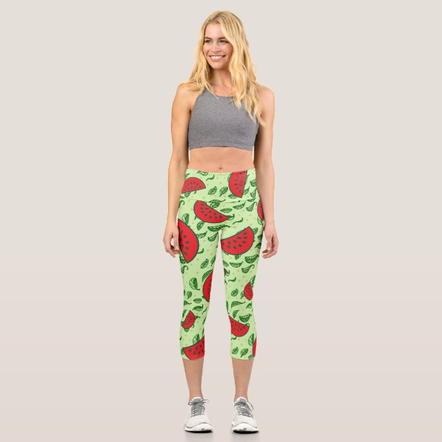 Leggings Capri Motif feuille et pastèques (Recto)