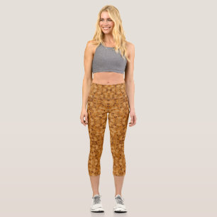 Leggings Capri Motif feuille marron