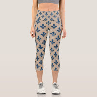 Motif Fleur de Lis, Bleu Royal Français sur Crème