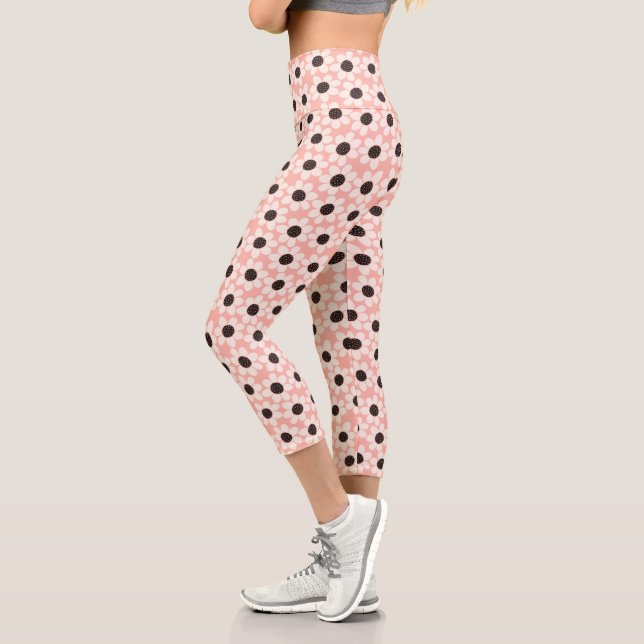 Leggings Capri Motif Fleur Rose Cute (Gauche)