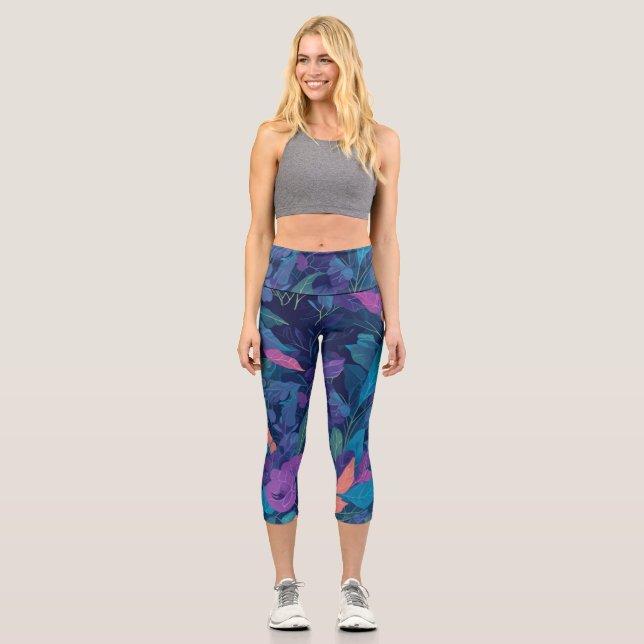 Leggings Capri Motif floral botanique boho couleur moderne  (Recto)