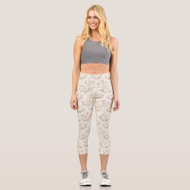 Leggings Capri Motif floral de mariage (Recto)