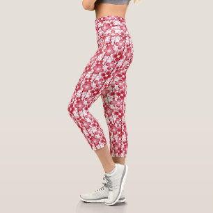 Leggings Capri Motif floral rouge et blanc