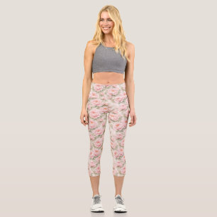 Leggings Capri Motif floral sans couture de pivoine à l'aquarelle