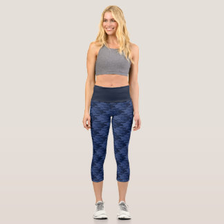 Leggings Capri Motif frappant de formes bleues