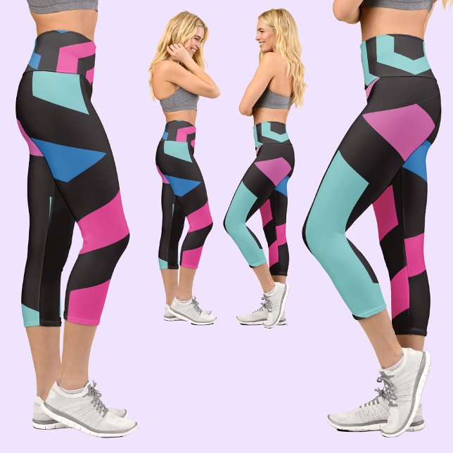 Leggings Capri Motif géométrique coloré (Créateur téléchargé)