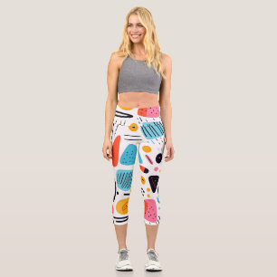 Leggings Capri Motif géométrique coloré et ludique de style Memph