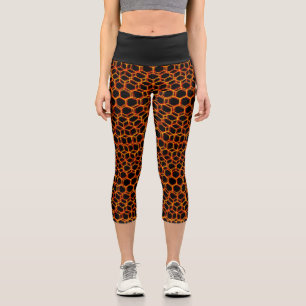 Leggings Capri Motif géométrique trippé noir et orange Cool foncé