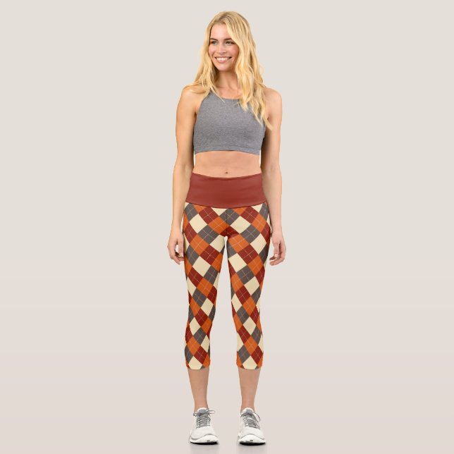 Leggings Capri Motif Gingham d'automne  (Recto)