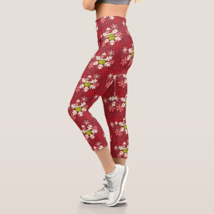 Leggings Capri Motif Grinch Red Snowflake