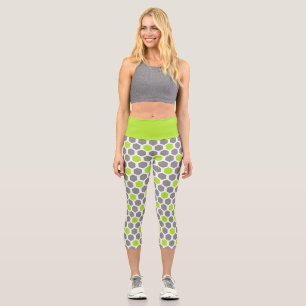 Leggings Capri Motif Hexagon géométrique gris vert moderne