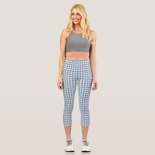 Leggings Capri Motif Houndstooth Blue+Cream (Recto)