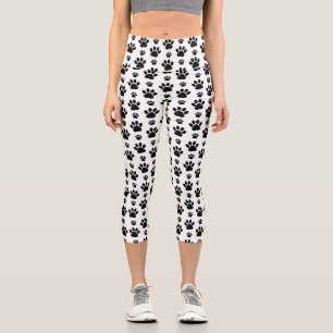 Leggings Capri Motif mâle, pattes de chien, Empreintes de pattes,