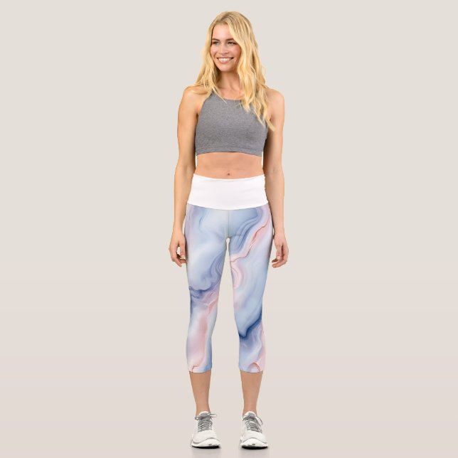 Leggings Capri 🎨 Motif Marbré Pastel Doux et Élégant 🎨 (Recto)