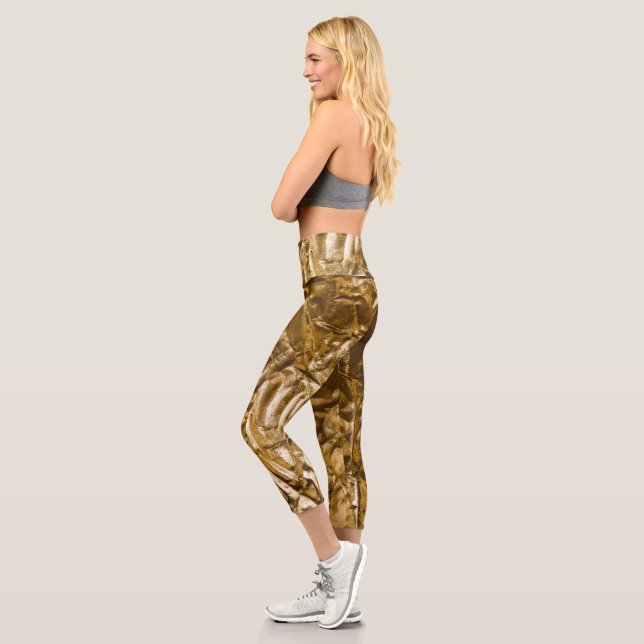 Leggings Capri Motif métallique d'or (Gauche)