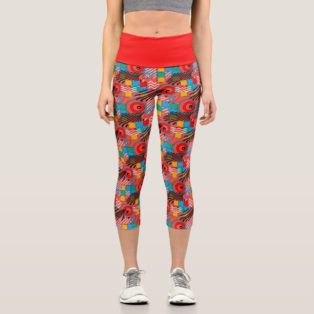 Leggings Capri Motif multicolore abstrait créatif moderne (Recto)