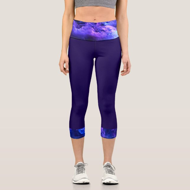 Leggings Capri Motif nuages violets foncés (Recto)