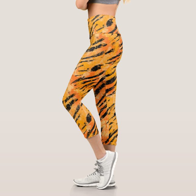 Leggings Capri Motif orange Tiger Stripes (Gauche)