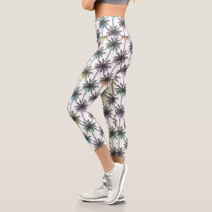 Leggings Capri Motif Paint Drop Palm Tree