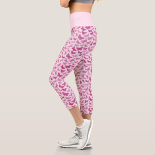 Leggings Capri Motif papillon rose mignon