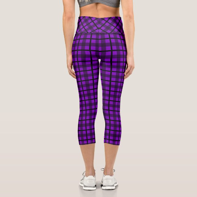 Leggings Capri Motif Plaid de goth noir violet (Verso)
