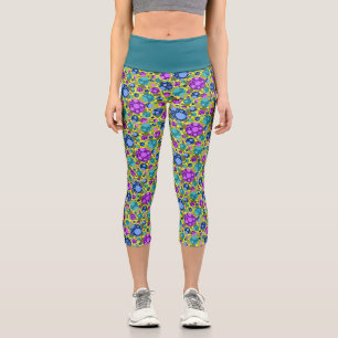 Leggings Capri Motif pois en bleu rose Turquoise -